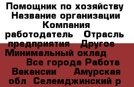 Помощник по хозяйству › Название организации ­ Компания-работодатель › Отрасль предприятия ­ Другое › Минимальный оклад ­ 30 000 - Все города Работа » Вакансии   . Амурская обл.,Селемджинский р-н